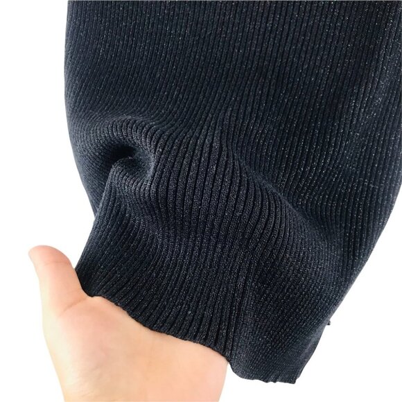 NEK Northeast Knitters Knit Black Glitter Pearl Embellished Mock Neck Top S - Picture 12 of 14